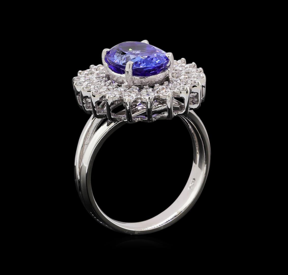 3.58 ctw Tanzanite and Diamond Ring - 14KT White Gold