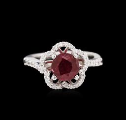 1.87 ctw Ruby and Diamond Ring - 14KT White Gold