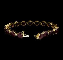 44.63 ctw Ruby and Diamond Bracelet - 14KT Yellow Gold