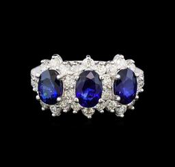 14KT White Gold 3.00 ctw Sapphire and Diamond Ring
