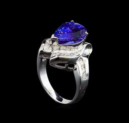 14KT White Gold 4.58 ctw Tanzanite and Diamond Ring