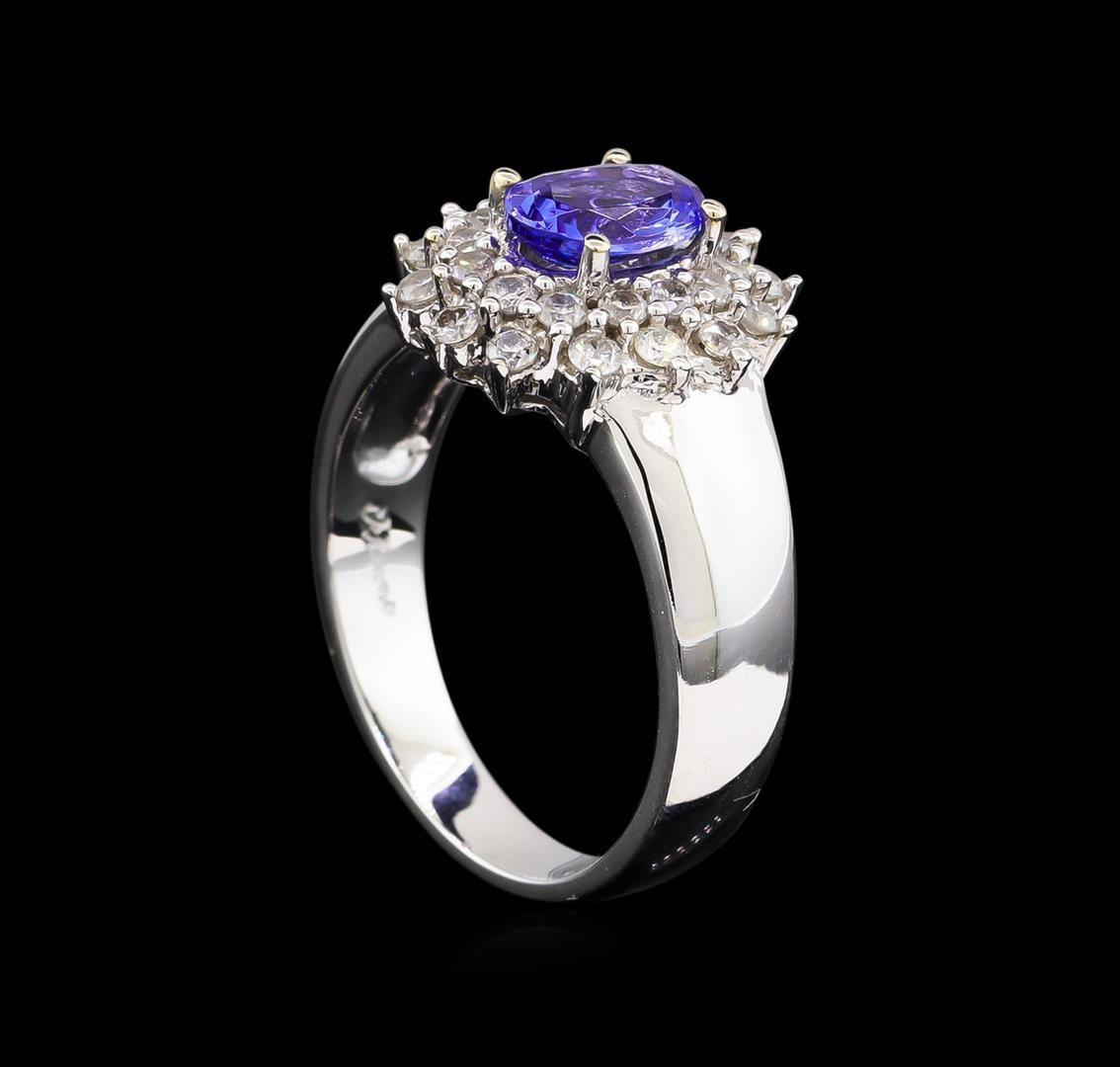 14KT White Gold 0.83 ctw Tanzanite and Diamond Ring