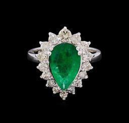 14KT White Gold 2.02 ctw Emerald and Diamond Ring