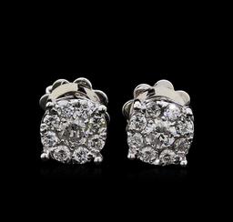 0.58 ctw Diamond Earrings - 14KT White Gold