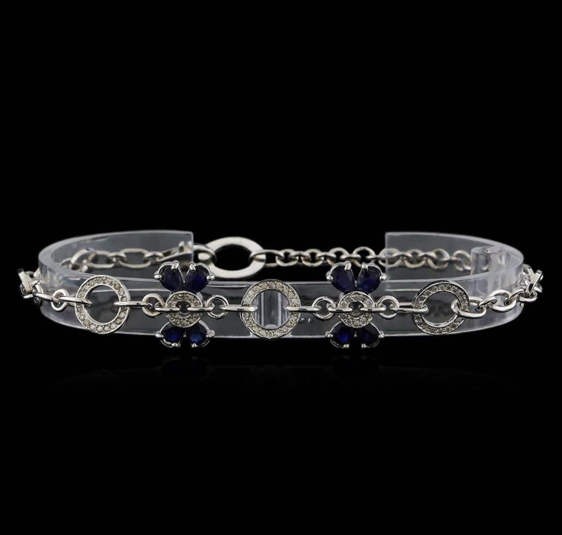 14KT White Gold 2.56 ctw Sapphire and Diamond Bracelet