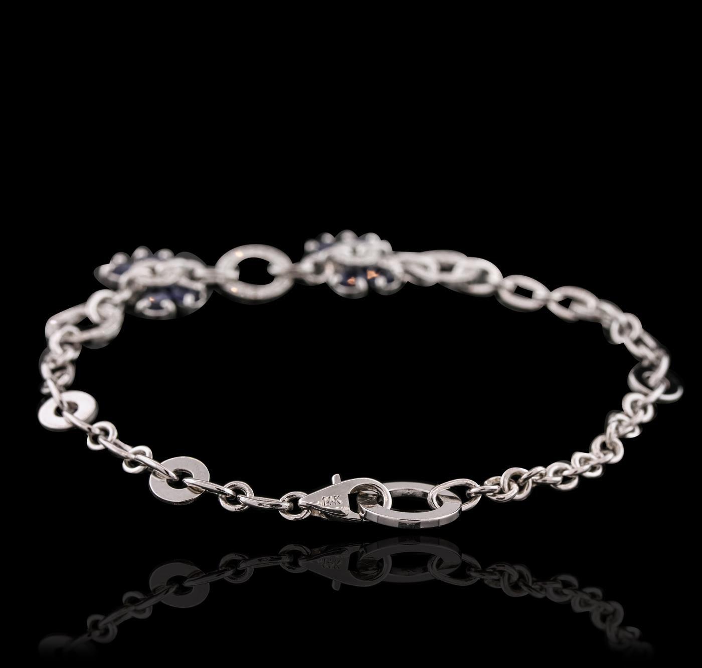 14KT White Gold 2.56 ctw Sapphire and Diamond Bracelet