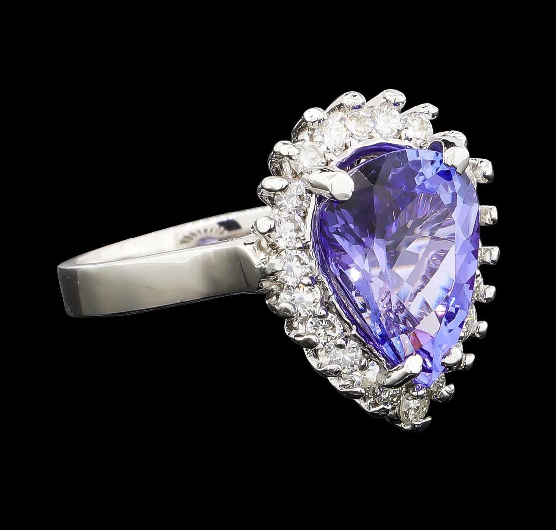 3.96 ctw Tanzanite and Diamond Ring - 14KT White Gold