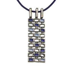 Crystal Rectangle Pendant Necklace - Rhodium Plated