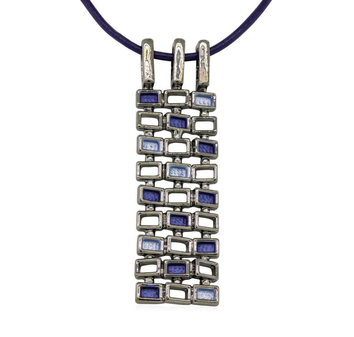 Crystal Rectangle Pendant Necklace - Rhodium Plated