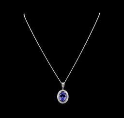 18KT White Gold 7.20 ctw Tanzanite and Diamond Pendant With Chain