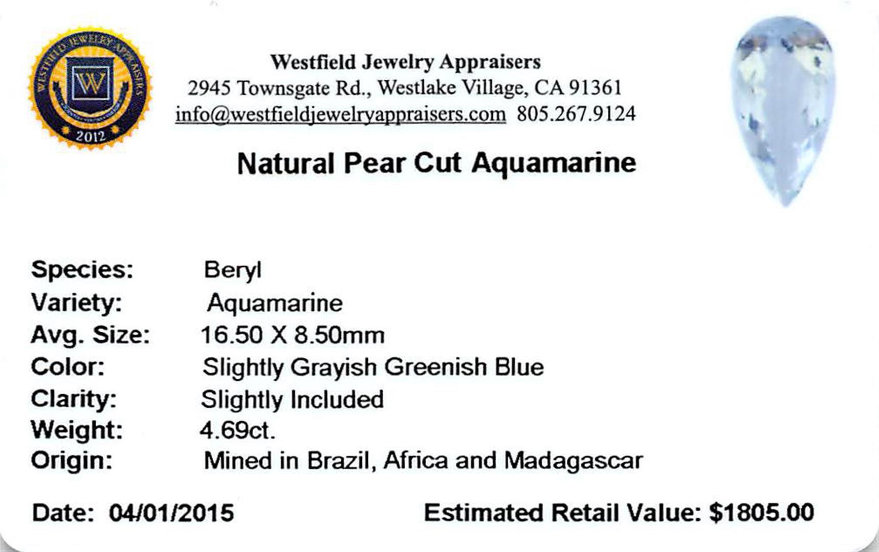 4.69 ctw Pear Aquamarine Parcel