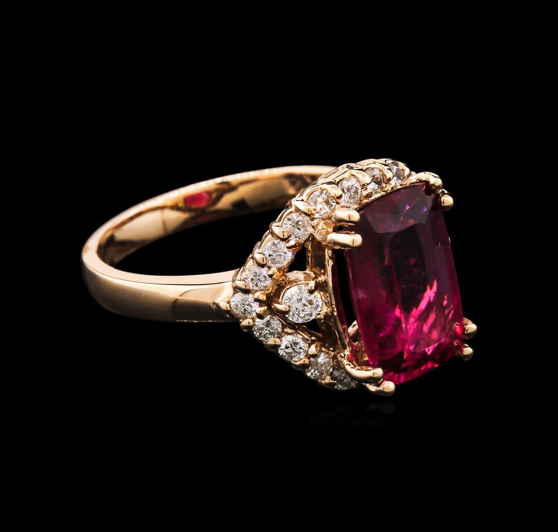 3.35 ctw Pink Tourmaline and Diamond Ring - 14KT Rose Gold