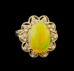 3.65 ctw Opal and Diamond Ring - 14KT Yellow Gold