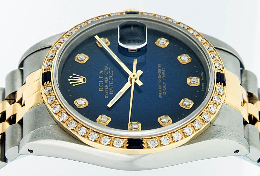 Rolex Two-Tone Diamond Blue Vignette and Sapphire DateJust Men's Watch