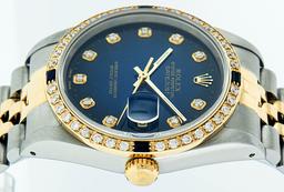 Rolex Two-Tone Diamond Blue Vignette and Sapphire DateJust Men's Watch