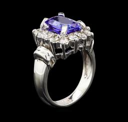 2.93 ctw Tanzanite and Diamond Ring - 14KT White Gold