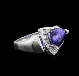 2.60 ctw Tanzanite and Diamond Ring - 14KT White Gold