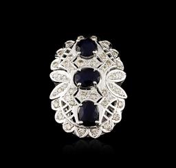 14KT White Gold 3.54 ctw Sapphire and Diamond Ring
