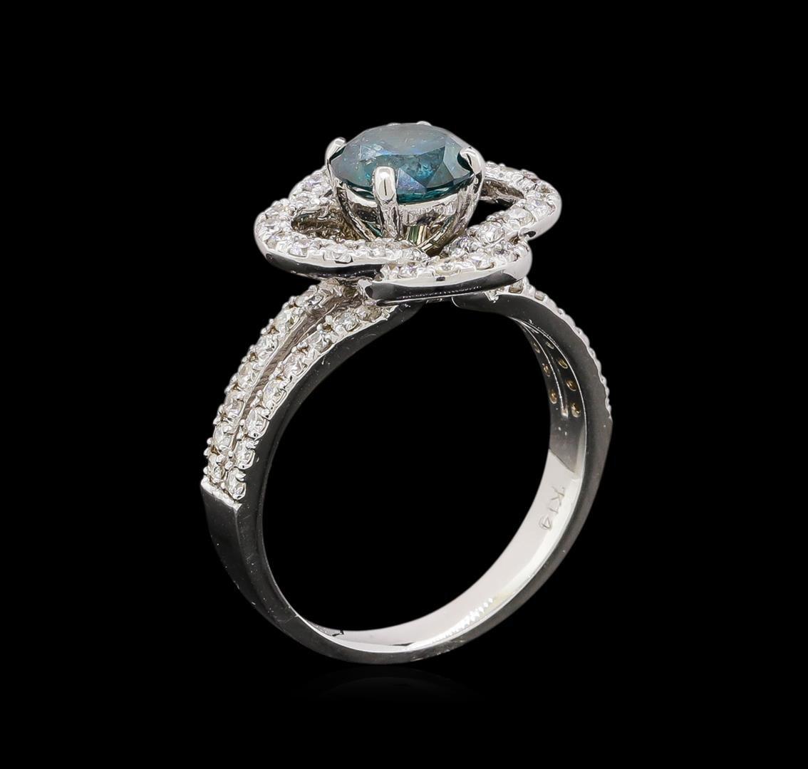 14KT White Gold 1.63 ctw Blue Diamond Ring