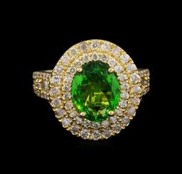 2.70 ctw Tsavorite and Diamond Ring - 14KT Yellow Gold