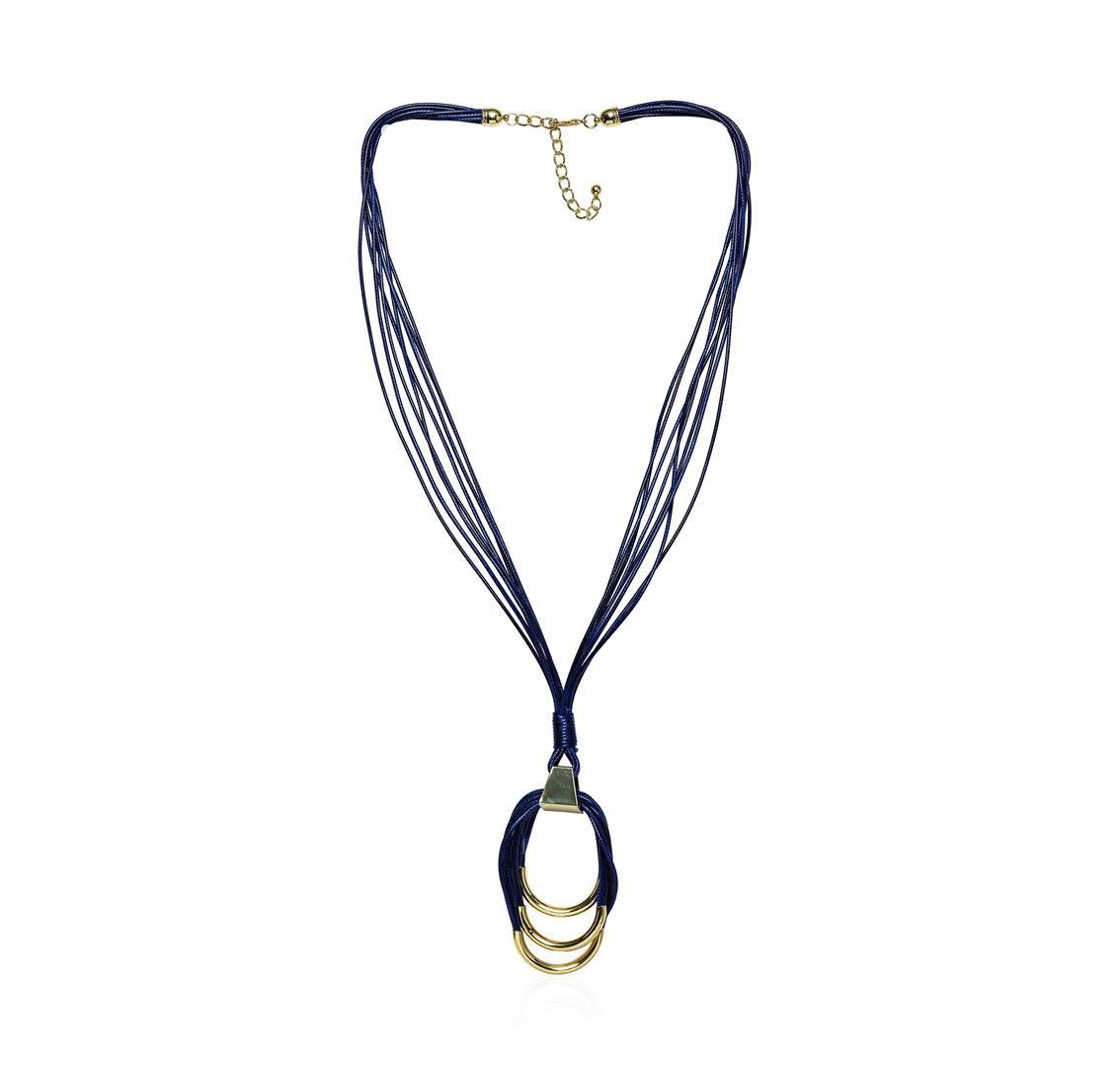 Multi Strand Leather Necklace - Gold Plated