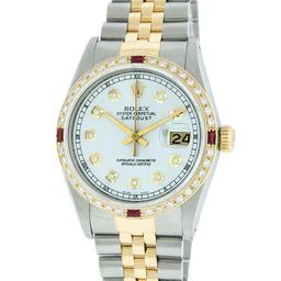 Rolex Two Tone Ruby and Diamond DateJust Men's Watch