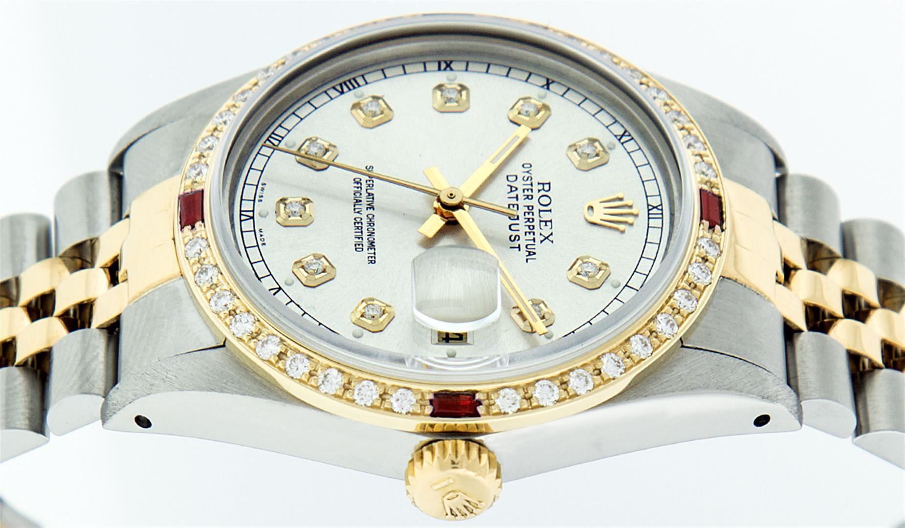 Rolex Two Tone Ruby and Diamond DateJust Men's Watch
