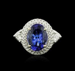 14KT White Gold 3.50 ctw Tanzanite and Diamond Ring