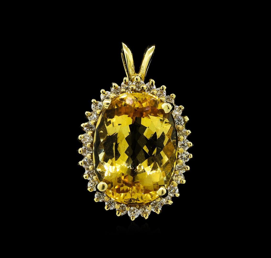 6.31 ctw Topaz and Diamond Pendant - 14KT Yellow Gold