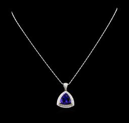 14KT Two-Tone Gold 8.81 ctw Tanzanite and Diamond Pendant With Chain