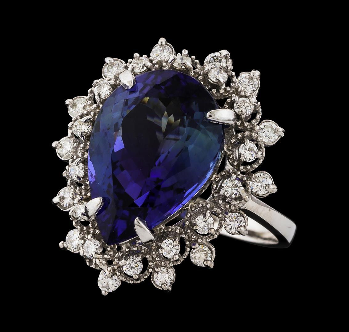 7.60 ctw Tanzanite and Diamond Ring - 14KT White Gold