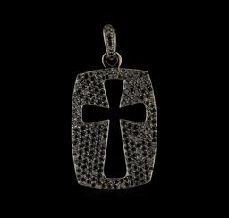 4.30 ctw Black Diamond Cross Pendant - 14KT White Gold