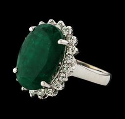 7.30 ctw Emerald and Diamond Ring - 14KT White Gold