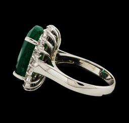 7.30 ctw Emerald and Diamond Ring - 14KT White Gold