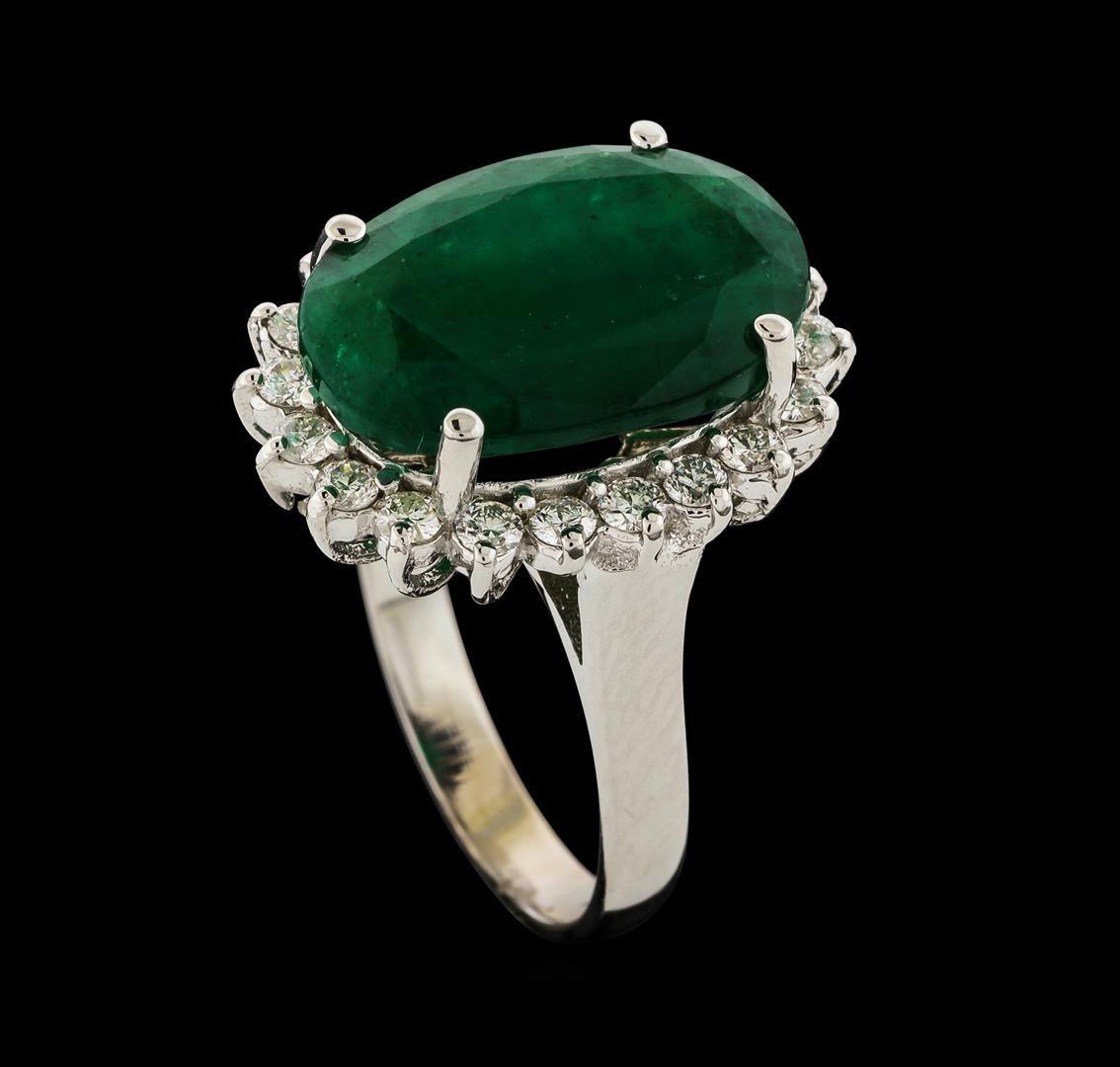 7.30 ctw Emerald and Diamond Ring - 14KT White Gold