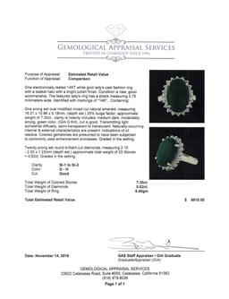 7.30 ctw Emerald and Diamond Ring - 14KT White Gold