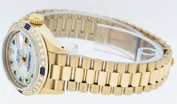 Rolex 18KT Yellow Gold President Emerald and Diamond Ladies Watch