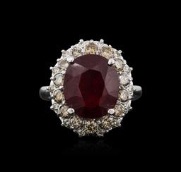 14KT White Gold 6.16 ctw Ruby and Diamond Ring