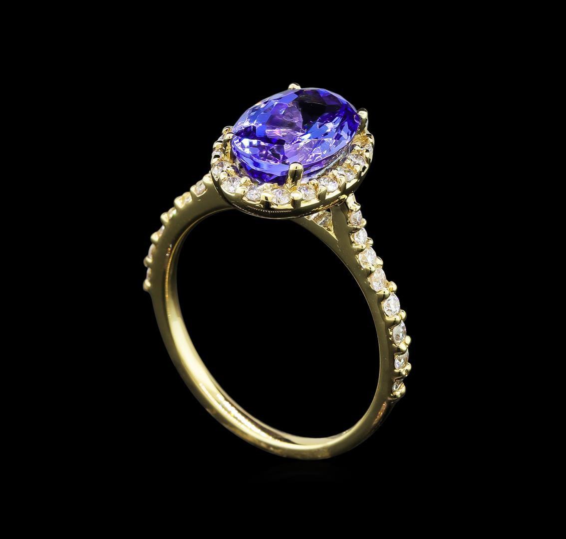 2.86 ctw Tanzanite and Diamond Ring - 14KT Yellow Gold