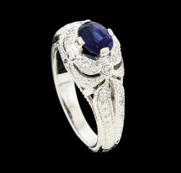 1.27 ctw Sapphire and Diamond Ring - 14KT White Gold