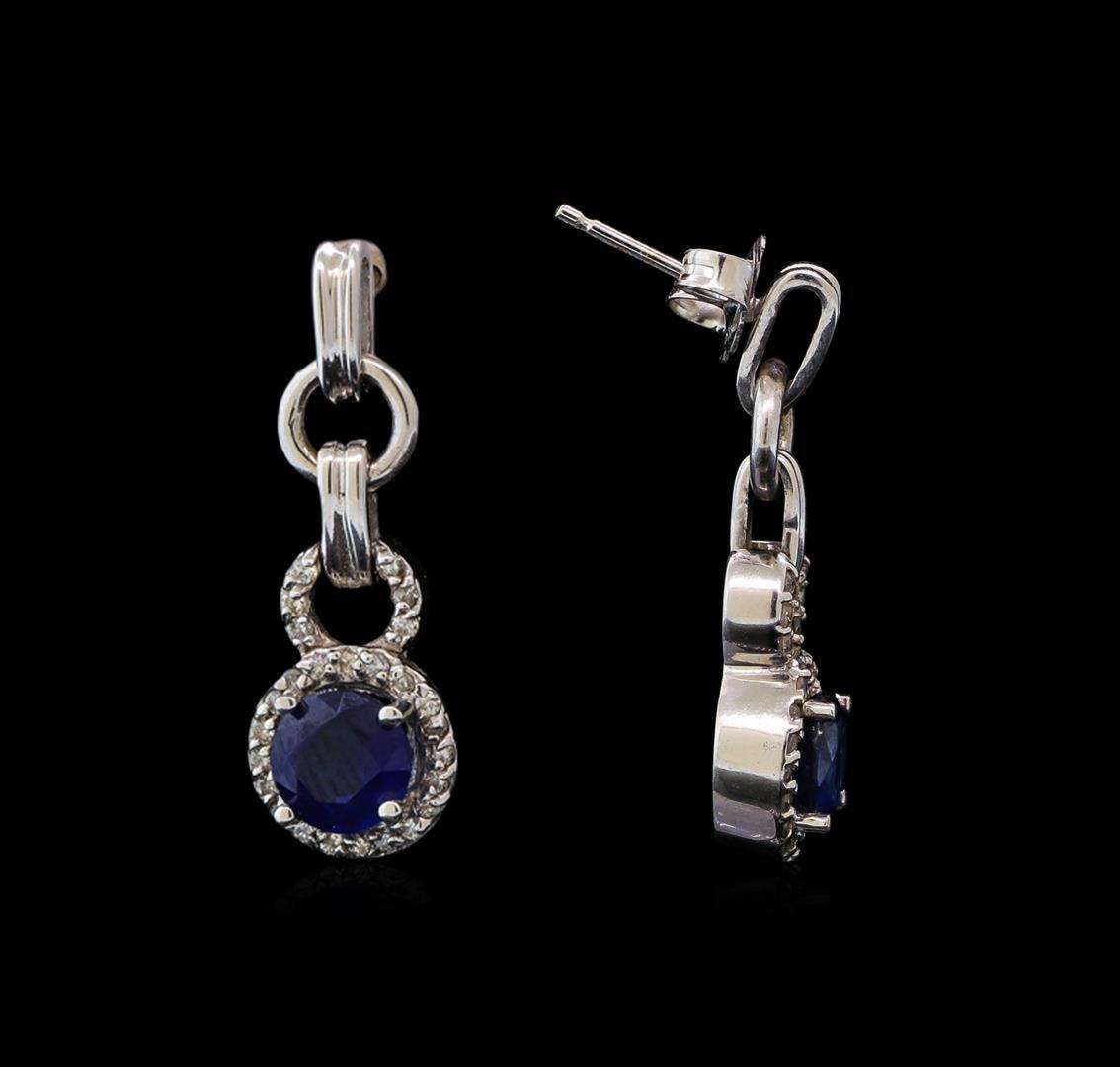 2.00 ctw Sapphire and Diamond Earrings - 14KT White Gold