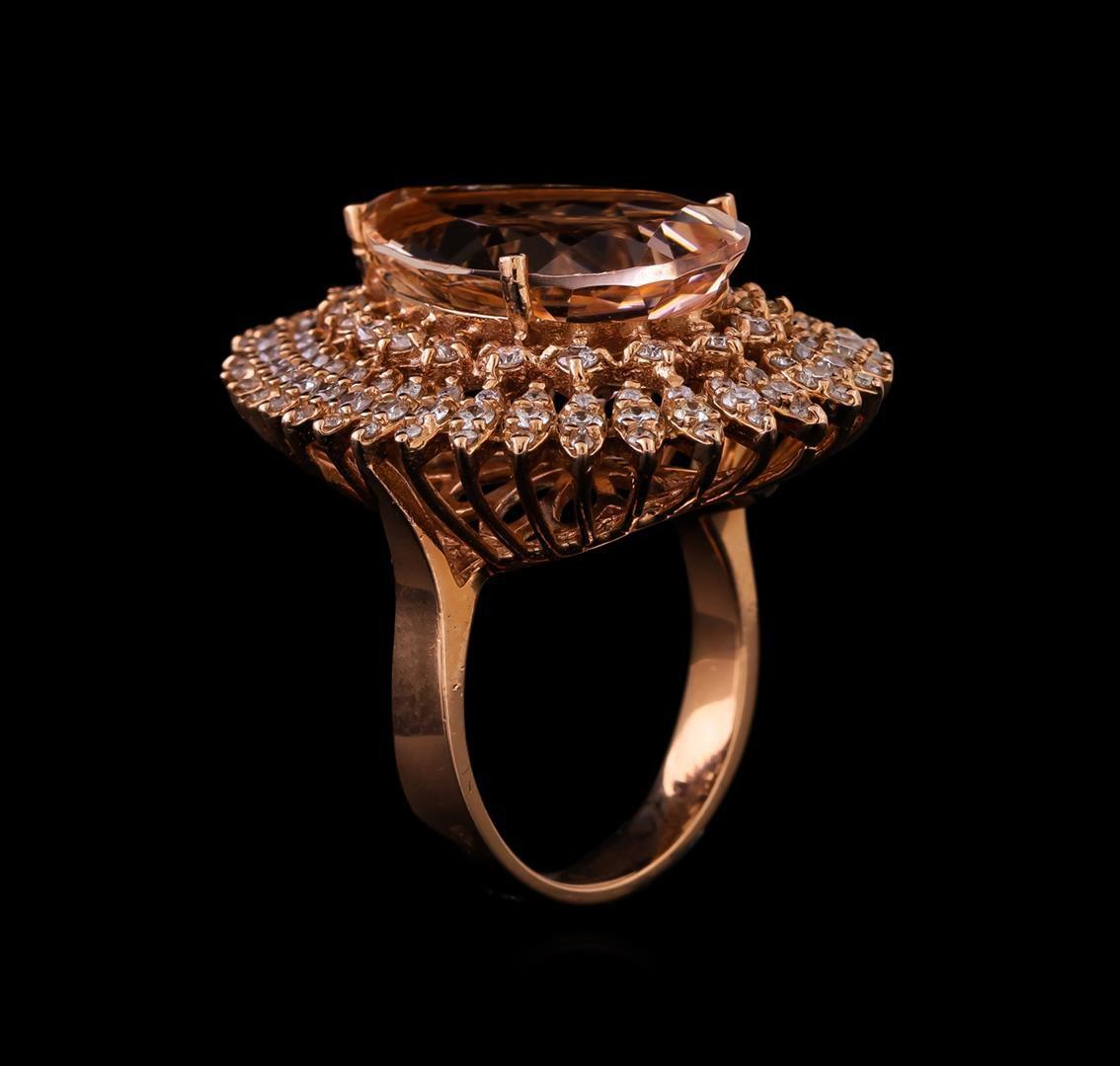 14KT Rose Gold 11.58 ctw Morganite and Diamond Ring