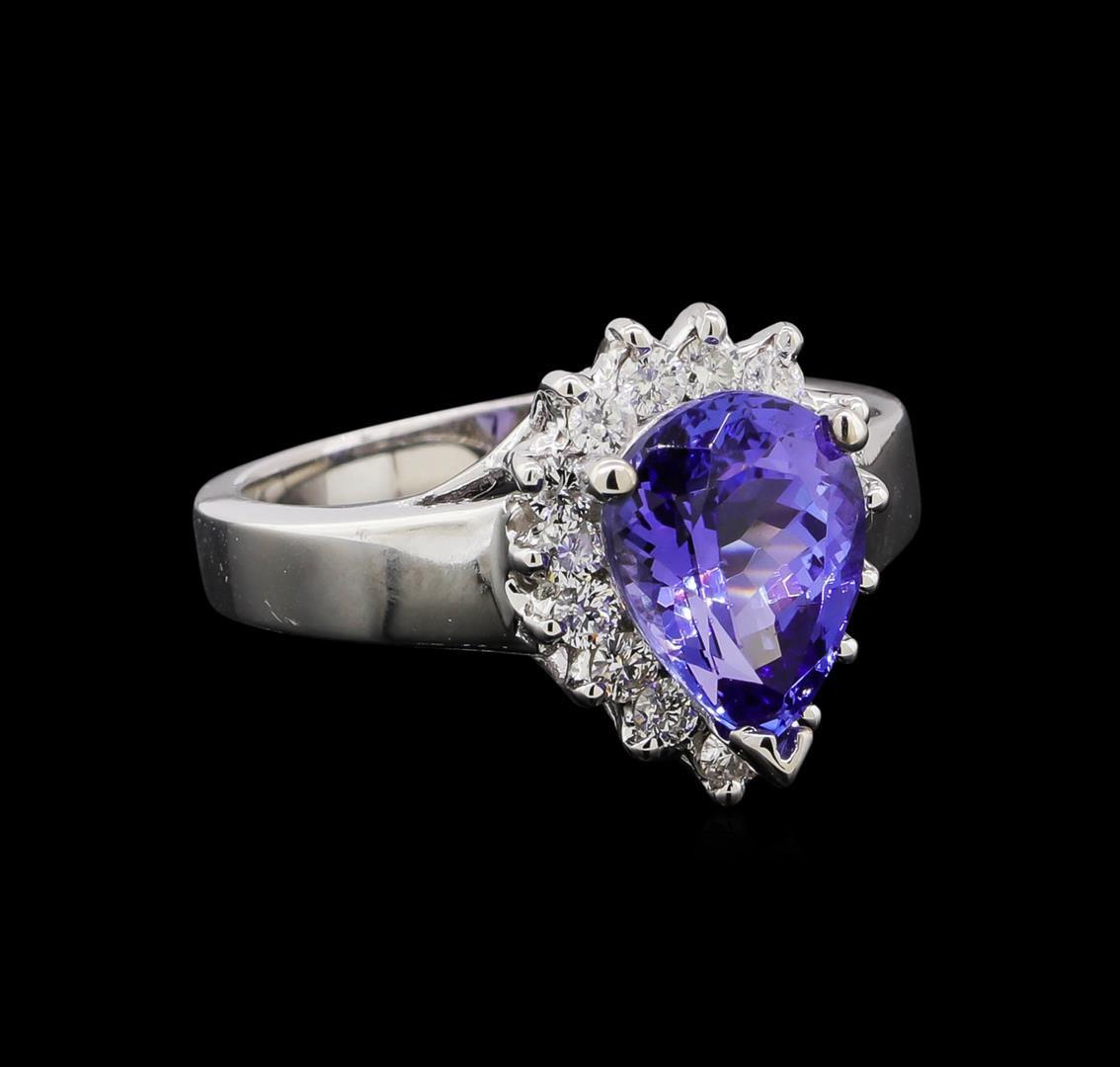 2.87 ctw Tanzanite and Diamond Ring - 14KT White Gold