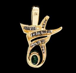 2.07 ctw Emerald And Diamond Pendant - 14KT Yellow Gold