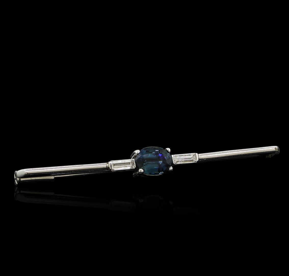 0.66 ctw Blue Sapphire and Diamond Pin - Platinum