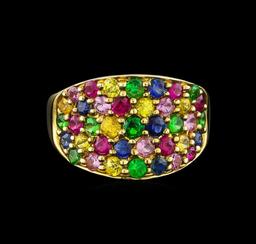 3.41 ctw Multi Gemstone Ring - 9KT Yellow Gold