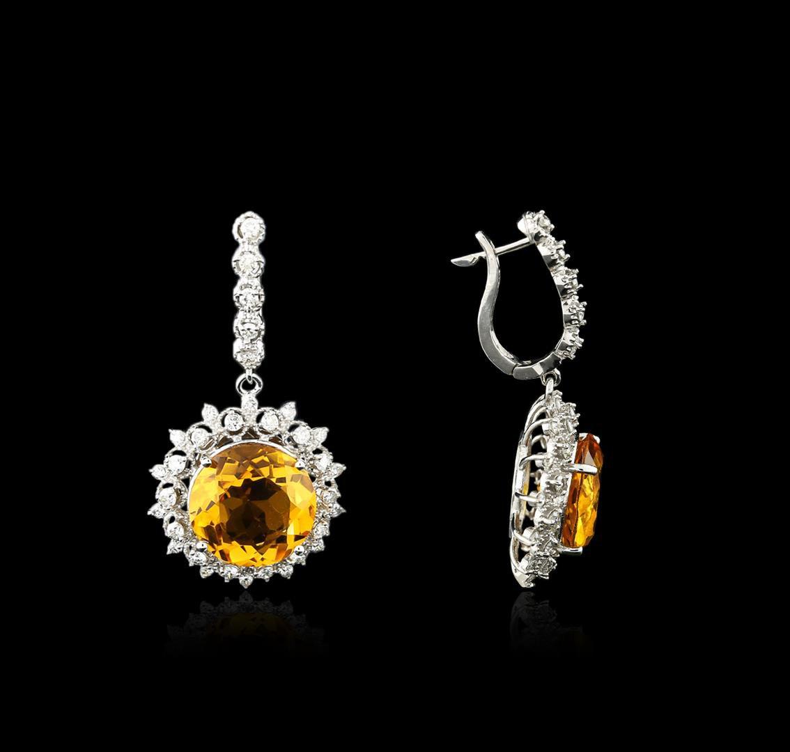 14KT White Gold 15.20 ctw Citrine and Diamond Earrings