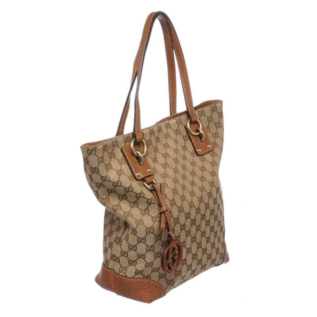 Gucci Beige Brown Monogram Leather Shoulder Bag