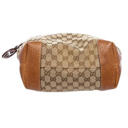 Gucci Beige Brown Monogram Leather Shoulder Bag