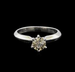 14KT White Gold 0.70 ctw Round Cut Fancy Brown Diamond Solitaire Ring